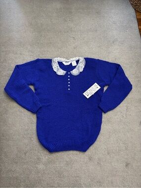 Blair Boutique Vintage 80s Knitted Peter Pan Lace Collar Cottage Core NEW